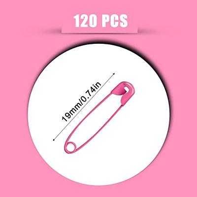 KINBOM 120 Pcs 19mm Safety Pins, Mini Safety Pins Metal Small Safety Pins  for Art Craft Sewing Jewelry Making (Pink)