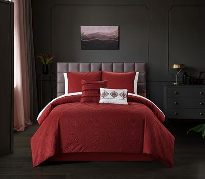 Chic Home Design Alianna 9-Piece Burgundy Queen Comforter Set in the  Bedding Sets department at