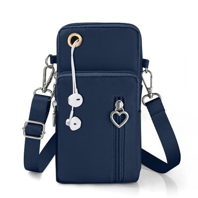 Crossbody Wallet Phone Bag for Women, Nylon Small Crossbody Shoulder Bag  Arm Bag, Cell Phone Purse, with Headphone Port