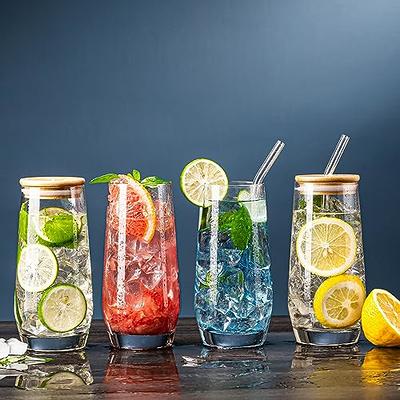 Tall Water Juice Drinking Glasses Set of 6, 16.9 oz Balance Collection  Highball