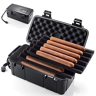 Flauno Travel Cigar Humidor Case - Portable Cigar Box with Humidifier Disc  & Cigar Cutter | Waterproof | Crushproof | Airtight | Durable (Holds up to