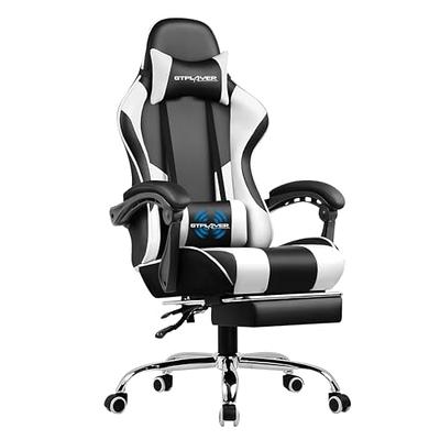 Hoffree Gaming Chair with Bluetooth Speakers and Footrest Massage Office  Chair with LED Lights Ergonomic Game Chair High Back with Lumbar Support  and Headrest Adjustable Swivel for Adults 300lb 