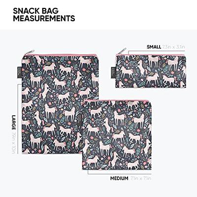 Reusable Snack Bags, Sandwich Bags, Zipper Bags Waterproof Food Safe PUL  Lining Wipeable, Washable Laminated Cotton Bag BPA Free 