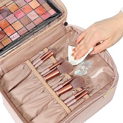 NISHEL Double Layer Travel Makeup Bag Women, Large Cosmetic Case, Organizer  for Travel-Size Accessories Bottles, Brushes, Conditioner, and Skin Care  Products, Pink - Yahoo Shopping