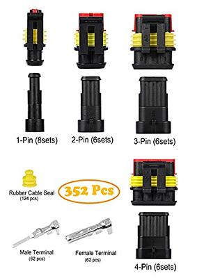 Twippo 352Pcs Waterproof Car Electrical Connector Terminals