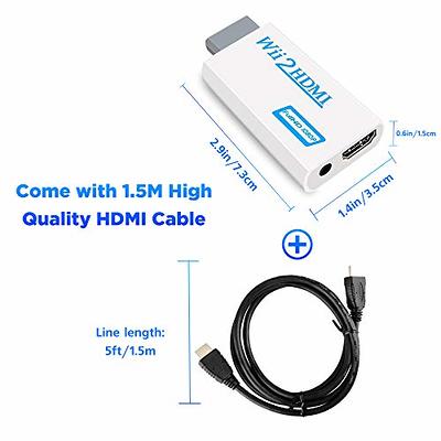 Wii to HDMI Converter Adapter 1080P for Full HD Device with 3,5mm Audio  Jack&HDMI Output Compatible with Nintendo Wii, Wii U, HDTV,  Monitor-Supports All Wii Display Modes 720P（ HDMI Cable Included） 