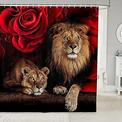 Erosebridal Rose Flower Bathroom Decor Shower Curtain, Animal Lion Print  Bath Curtain for Kids Teen Boys Girls Home Room Waterproof Shower Curtains,  Modern Style Bath Decorations 72 W x 72 L 