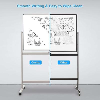 Large Rolling White Board, 48 x 32 inches Double-Sided Mobile Whiteboard,  maxtek Reversible Magnetic Dry Erase Board Easel Standing Whiteboard on
