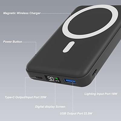 iWALK Magnetic Slim Portable Charger,5000mAh 18W Wireless Power Bank  Battery Pack with LED Display and Comfortable Grip Only Compatible with  iPhone