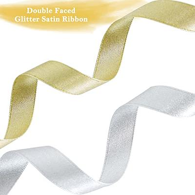 Solid Color Champagne Gold Satin Ribbon, 1 Inches x 25 Yards Fabric Satin Ribbon for Gift Wrapping, Crafts, Hair Bows Making, Wreath, Wedding Party