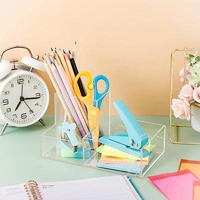  Mefirt Acrylic Pen Holder, 360 Degree Rotating Pen Organizer  for Desk, Rotating Desk Organizer Acrylic Desk Organizer with 6  Compartments, Marker Organizer Pen Caddy for Office School Home Art Supply 