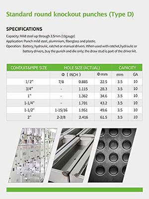 AMZCNC 8 Ton 1/2 to 2 Hydraulic Knockout Punch Driver Tool Kit Electrical  Conduit Hole Cutter Set KO Tool Kit with 6 Dies Hole Complete Tool  (Knockout Punches) (8T1/2~2) 