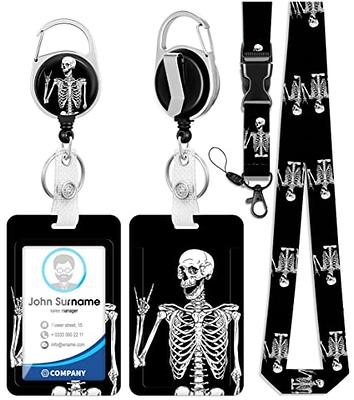Toykee ID Badge Holder with Retractable Reel Clip, Cute Black Cat Flowers Floral Card Name Tag Lanyard Vertical ID Protector Bage for Nurse Nursing