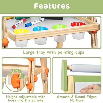 Joyooss Deluxe Art Easel for Kids with 2 Paper Rolls, 6 Finger Paints