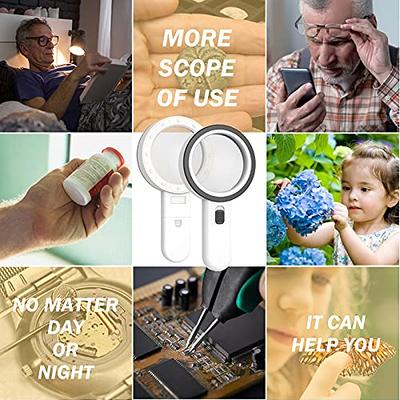 Pineapple Magnifying Glass with Light, 30X Handheld Large Magnifying Glass,  LED Lighted Magnifier, High Powered Magnifying Glasses for Seniors