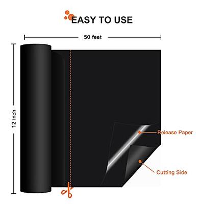 Black Permanent Vinyl Roll - 12 x 50 FT Black Vinyl for Cricut,  Silhouette, Cameo Cutters, Signs, Scrapbooking, Craft, Die Cutters