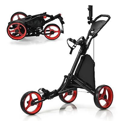 3 Wheel Push Pull Golf Cart Trolley Foot Brake One Second to Open & Close  Folding Cart – All Golf Goods