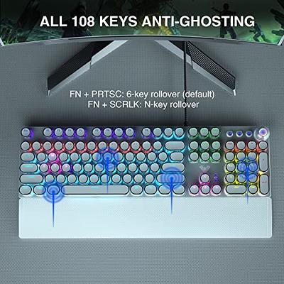 AULA F2088 Typewriter Style Mechanical Gaming Keyboard,Rainbow LED