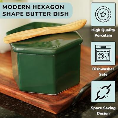 The Lunga Collection French Butter Crock & Wood Spreading Knife - Modern Butter  Crock - French Butter Keeper for Counter with water - French Butter Dish  (Emerald Green) - Yahoo Shopping