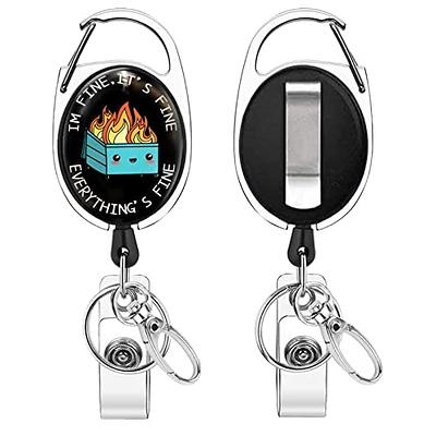 It's Fine Funny Retractable Badge Holder, I'm Everything's Fine, Swappable  Topper, Reel, Carabiner, Lanyard - Yahoo Shopping