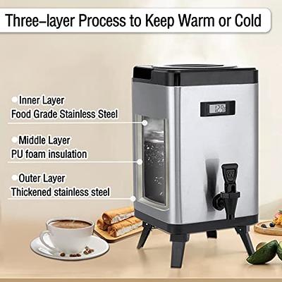 Heat-insulated, stainless steel 14-liter beverage dispenser