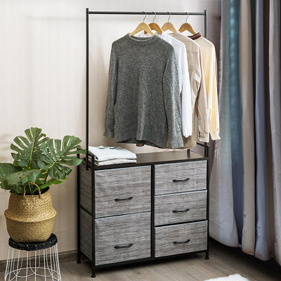 Free Standing Closet Organizer with Removable Drawers and Shelves-Gray | Costway