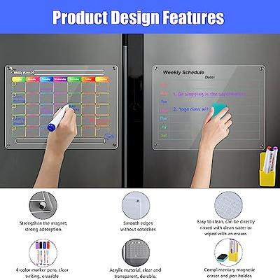 2 Pack Acrylic Magnetic Dry Erase Board for Fridge, Magnetic