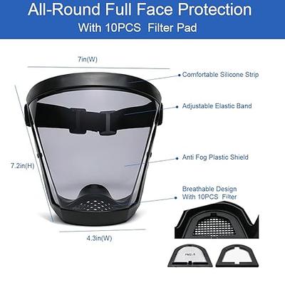 Super Protective Face Shield,Anti-Fog Full Face Shields for  Work,High-Definition Plastic Face Protection for Adults (Black)
