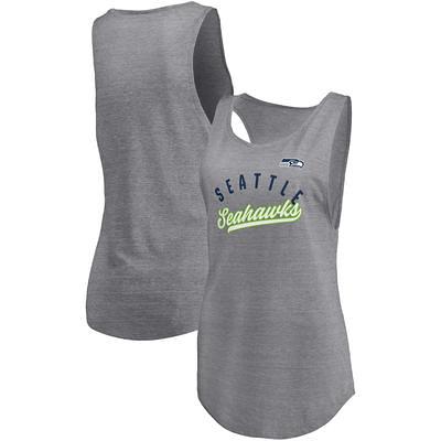 Women's Fanatics Branded Heathered Charcoal Seattle Seahawks Throwback Logo  Tri-Blend Striped V-Neck T-Shirt