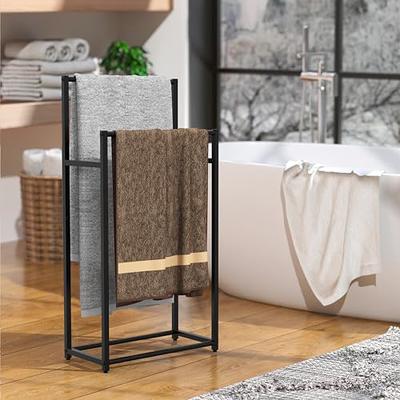 Tangkula Wall Mount 2 Tier Bathroom Shelf with Towel Bars, 18W X