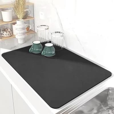 Lulshou Kitchen Countertop Mat, Soft Diatomaceous Mud Absorbent Mat, Cup Mat, Dishwasher, Chopsticks, Non Slip Drainage Mat, Size: Small, Black
