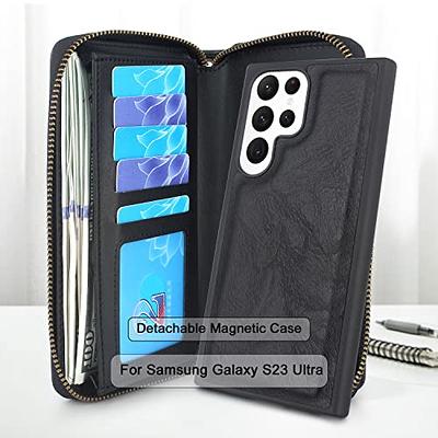 Compatible with Samsung Galaxy S23 Plus S23+ 5G Wallet Case Crossbody  Shoulder Strap Card Holder Multi-Function 2in 1 Detachable Magnetic Phone  Cover