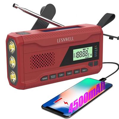 5000 Weather Radio,Solar Hand Crank 5-Way Power Emergency  Radio,AM/FM/Shortwave/NOAA Alert Survival Portable Radio,Power Bank USB  Charger,Camping