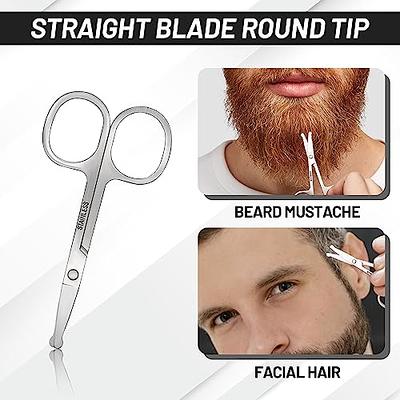 Curved and Rounded Facial Hair Scissors for Men - Moustache, Nose Hair & Beard