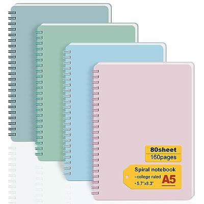 AOU 3-Pack Lined Spiral Notebooks, 8.3 x 5.7 in, 80 Sheets/160 Pages of  100GSM Thick Paper Per Notebook, A5 Ruled Notepads For Notes Taking in