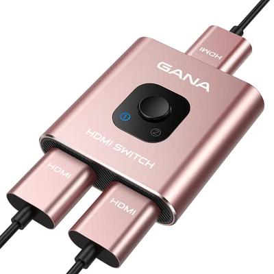 HDMI Switch, GANA 4K HDMI Splitter 3 in 1 Out, 3-Port HDMI Switcher  Selector with Pigtail HDMI Cable,Supports Full HD 4K 1080P 3D Player, HDMI  Hub