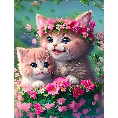 Cute Cat 5d Diamond Painting, Full Drill Round Diamond Painting Art,  Suitable For Beginners And Family Decoration