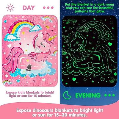 Rainbow Unicorn Blankets for Girls, Lightweight Travel Blanket