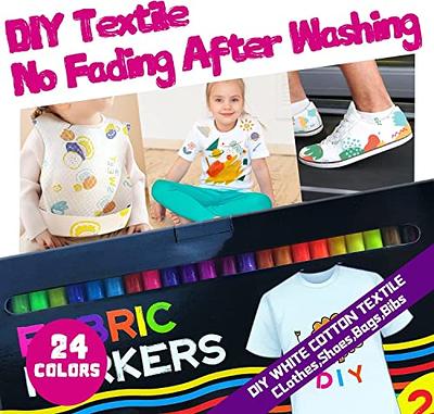 Fabric Markers Permanent for Clothes, 24 Colors Fabric Pens No Bleed, Fine  Tip for Kids, Non-Toxic Markers Paint for Tote Bag White Shirt Baby Bibs  Shoes - Yahoo Shopping