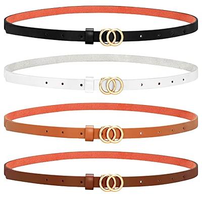 Narrow belt with studs - White/Gold-coloured - Ladies