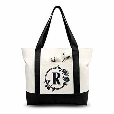 GASSDA Initial Canvas Tote Bag, Birthday Gifts For Women, Monogram  Personalized Gifts For Women Mom Teachers Bridesmaids