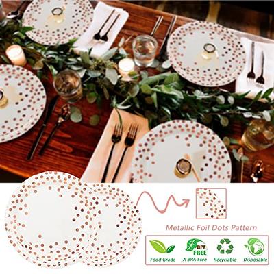 Gold Foil Polka Dots Disposable Thick Paper Plates For Cake And Food  Dessert, Birthday Party, Gathering