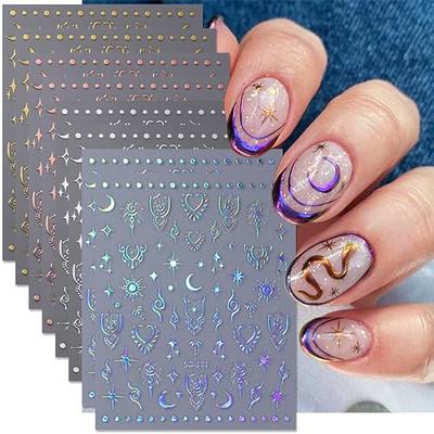  8Sheets Gold Star Nail Sticker Decals- Metallic Nail Supplies 3D  Self-Adhesive Sun Stars Moon Starlight Planets Snake Nail Design Nail Art  Stickers for Women Acrylic Nails Decoration Accessories Craft : Beauty