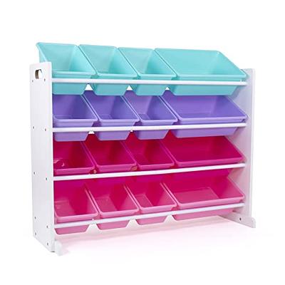 Molly Supersized Extra Large White and Pink 16-Bin Toy Organizer