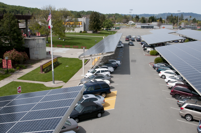 Carport with solar panels.