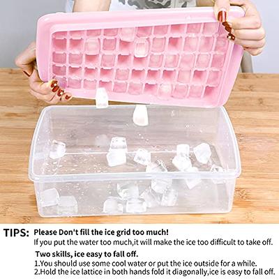 Ice Cube Tray with Lid and Bin for Freezer, Easy Release 55 Nugget