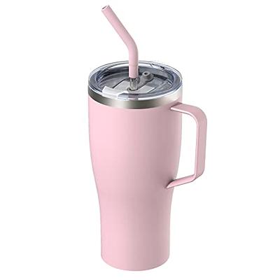 Stainless Steel Insulated Coffee Cup, THILY 12 oz Vacuum Insulated Travel Mug with Handle, Spill-Proof Lid, Keep Coffee Cold or Hot, Ombre: Pink 