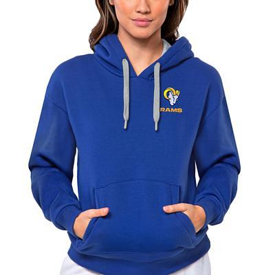 Women's Antigua Heather Gray Los Angeles Rams Victory Chenille Pullover Sweatshirt Size: Medium