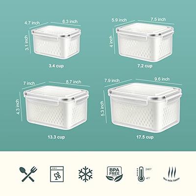 Refrigerator Reusable Fruit Storage Container With Lid And Colander,  Bpa-free Plastic Crisper Set, Refrigerator Storage