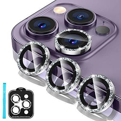 Camera Lens Protector for iPhone 14 Pro/iPhone 14 Pro Max, Alloy Metal  Camera Cover with Tempered Glass Screen Protector Accessories,Black 2 Pack